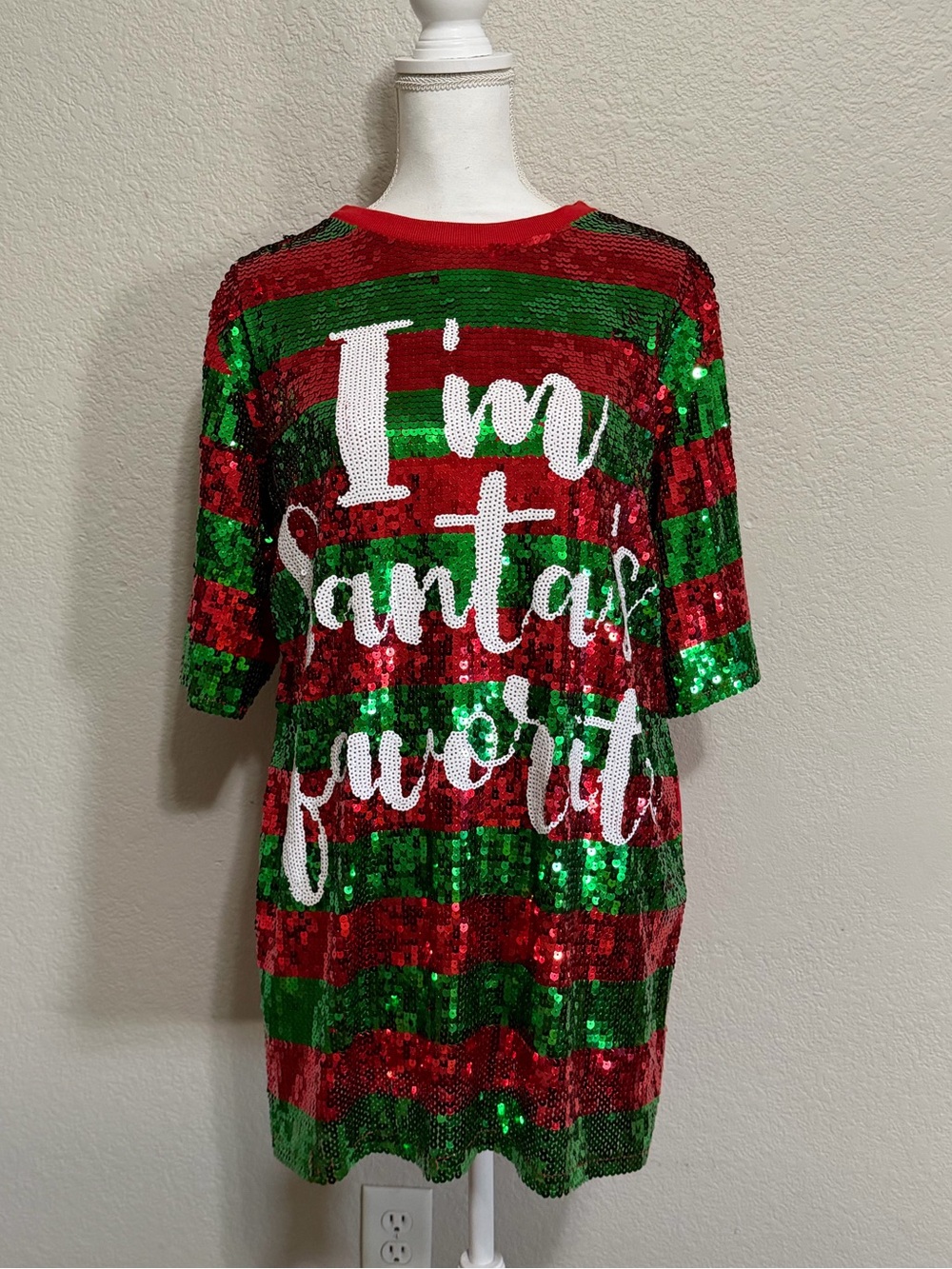 **Never Worn** Why Yes- Festive Red & Green Sequin Dress - "I'm Santa's Favorite